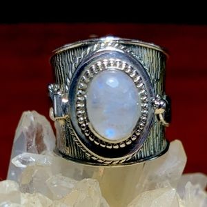 Solid sterling moonstone poison ring